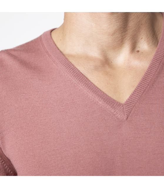 GRAN SASSO - Pull vieux rose col V