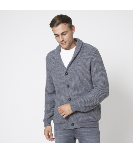 GRAN SASSO - Cardigan gris col châle