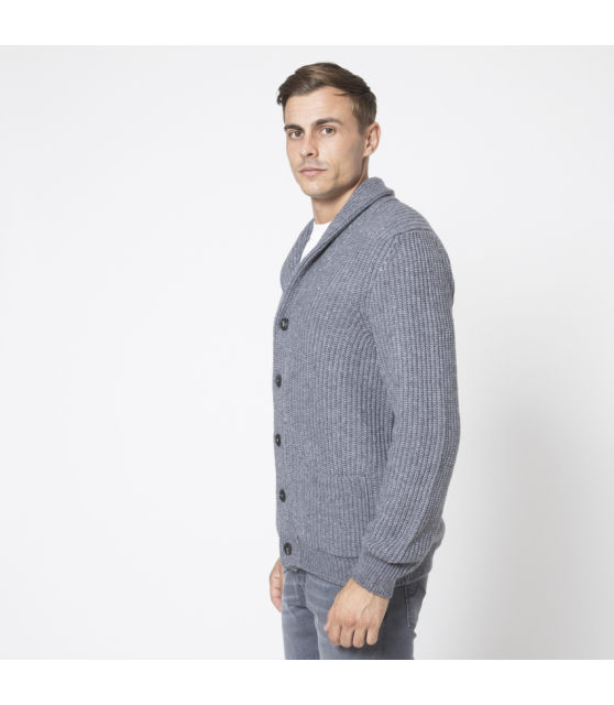 GRAN SASSO - Cardigan gris col châle