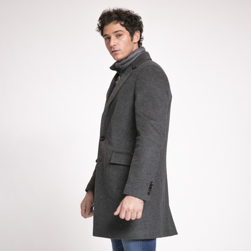 MooRER - Manteau Harris-Le gris avec coupe vent matelassé