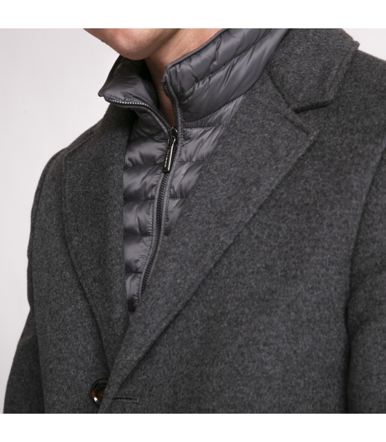 MooRER - Manteau Harris-Le gris avec coupe vent matelassé