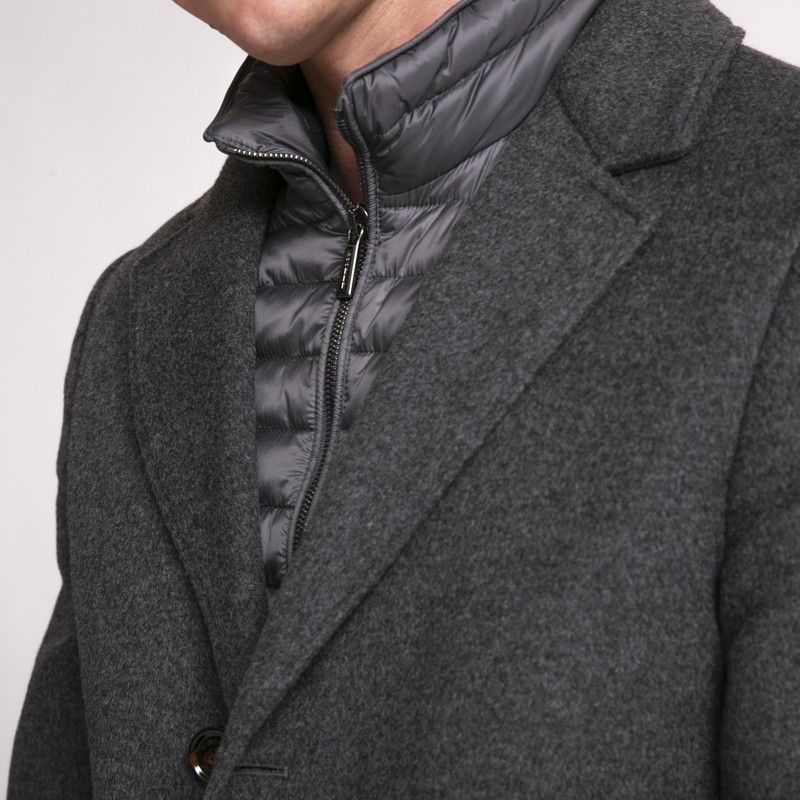 MooRER - Manteau Harris-Le gris avec coupe vent matelassé